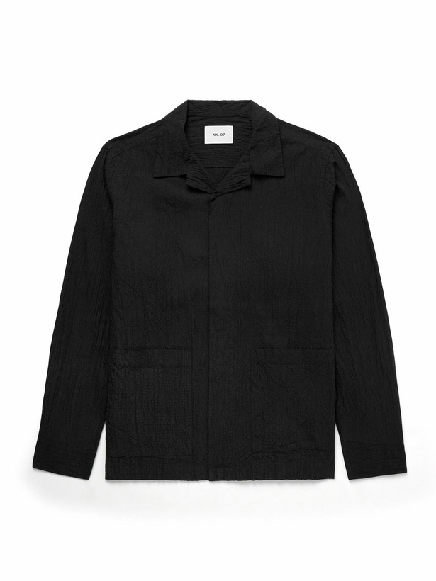 Photo: NN07 - Hank 5721 Organic Cotton-Blend Seersucker Overshirt - Black