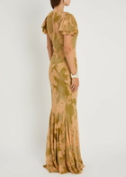 DE LA Vali Sumatra Floral Print Chiffon Maxi Dress Green