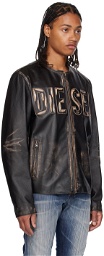 Diesel Black L-Met Leather Jacket