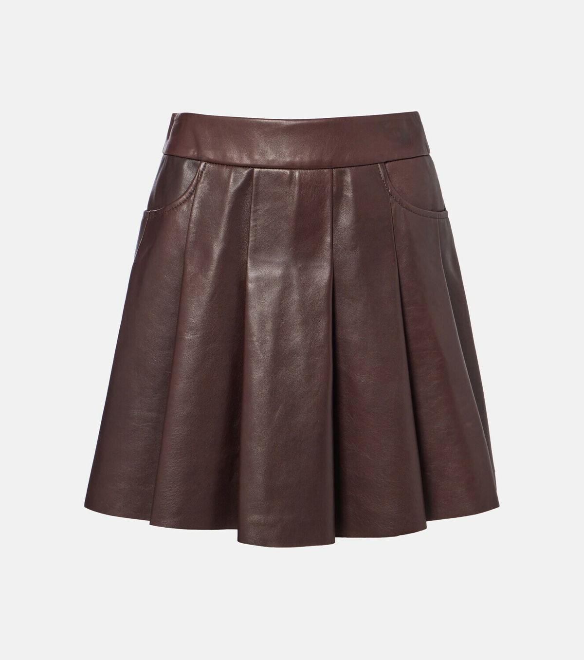 Nour Hammour Pleated leather miniskirt