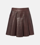Nour Hammour Pleated leather miniskirt