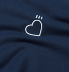 adidas Consortium - Human Made Logo-Embroidered Striped Loopback Cotton-Jersey Sweatshirt - Blue