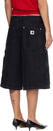 Carhartt Work In Progress Black Snake Nixon Double Knee Denim Shorts