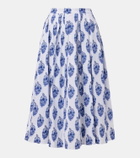 Carolina Herrera Floral cotton-blend midi skirt
