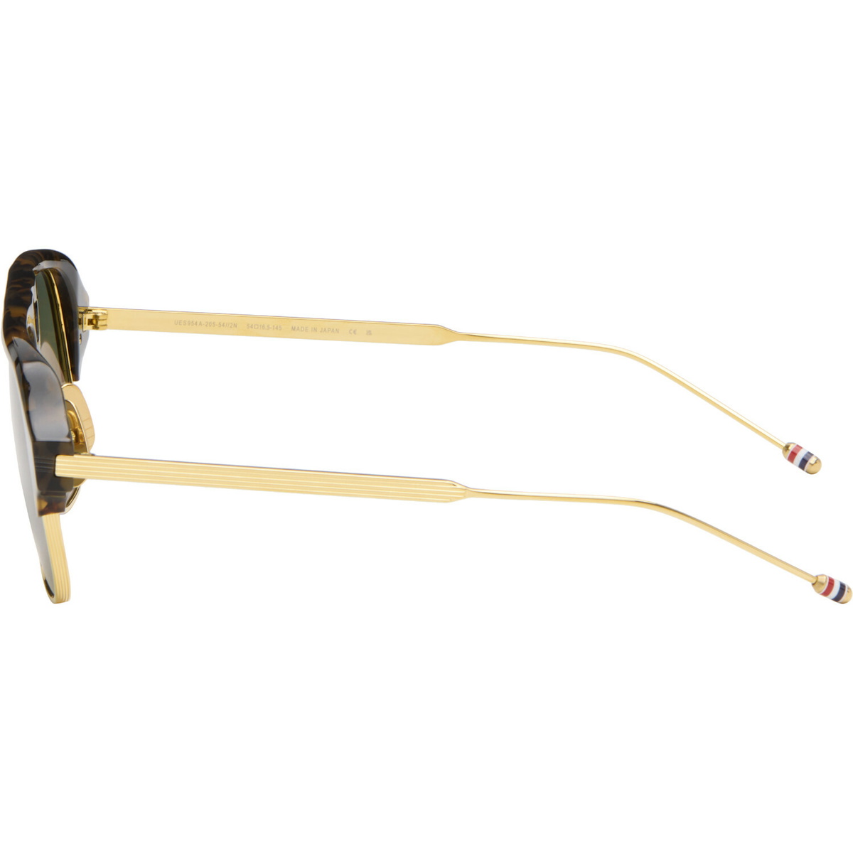 Thom Browne Brown Acetate & Titanium Aviator Pilot Sunglasses