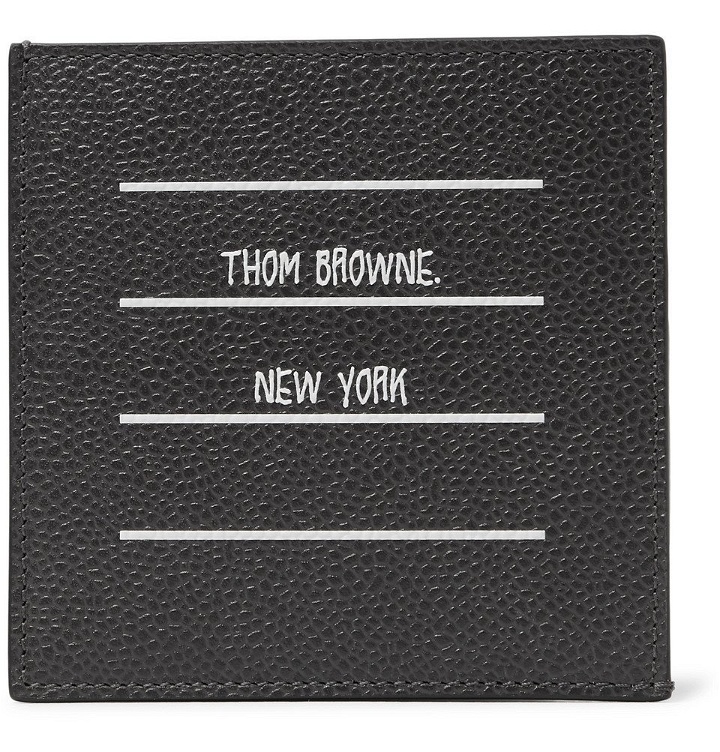 Photo: Thom Browne - Logo-Print Pebble-Grain Leather Cardholder - Gray