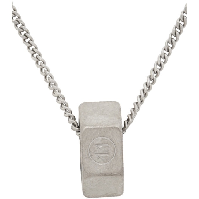 MM6 Maison Margiela: Silver Numeric Minimal Signature Pendant Ring Necklace  | SSENSE