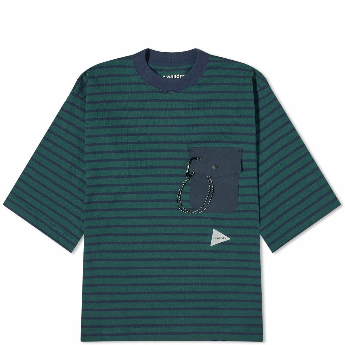 Photo: and wander Men's Stripe Pocket Half Sleeve T-Shirt in Green