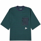 and wander Men's Stripe Pocket Half Sleeve T-Shirt in Green