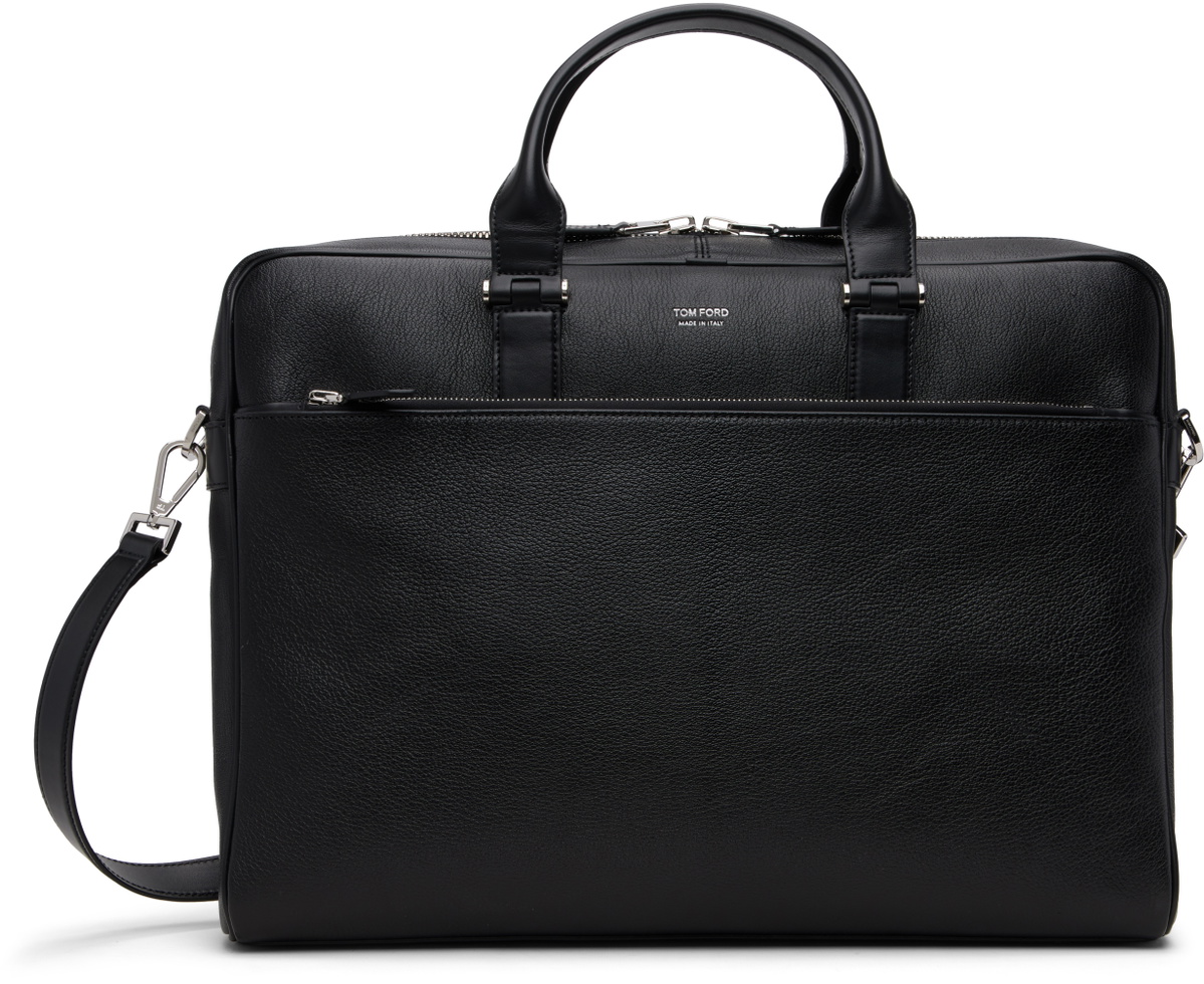 TOM FORD Black Grain Leather Slim Briefcase