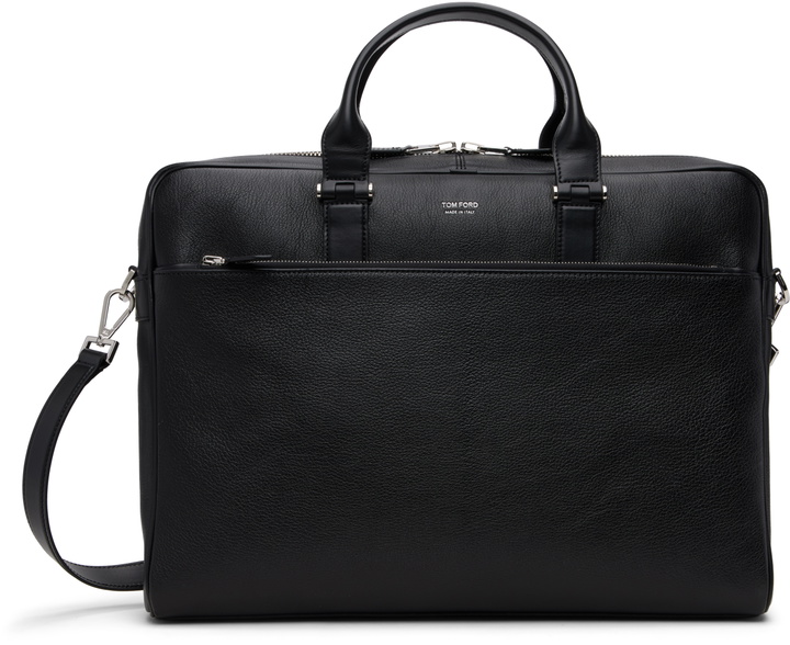 Photo: TOM FORD Black Grain Leather Slim Briefcase