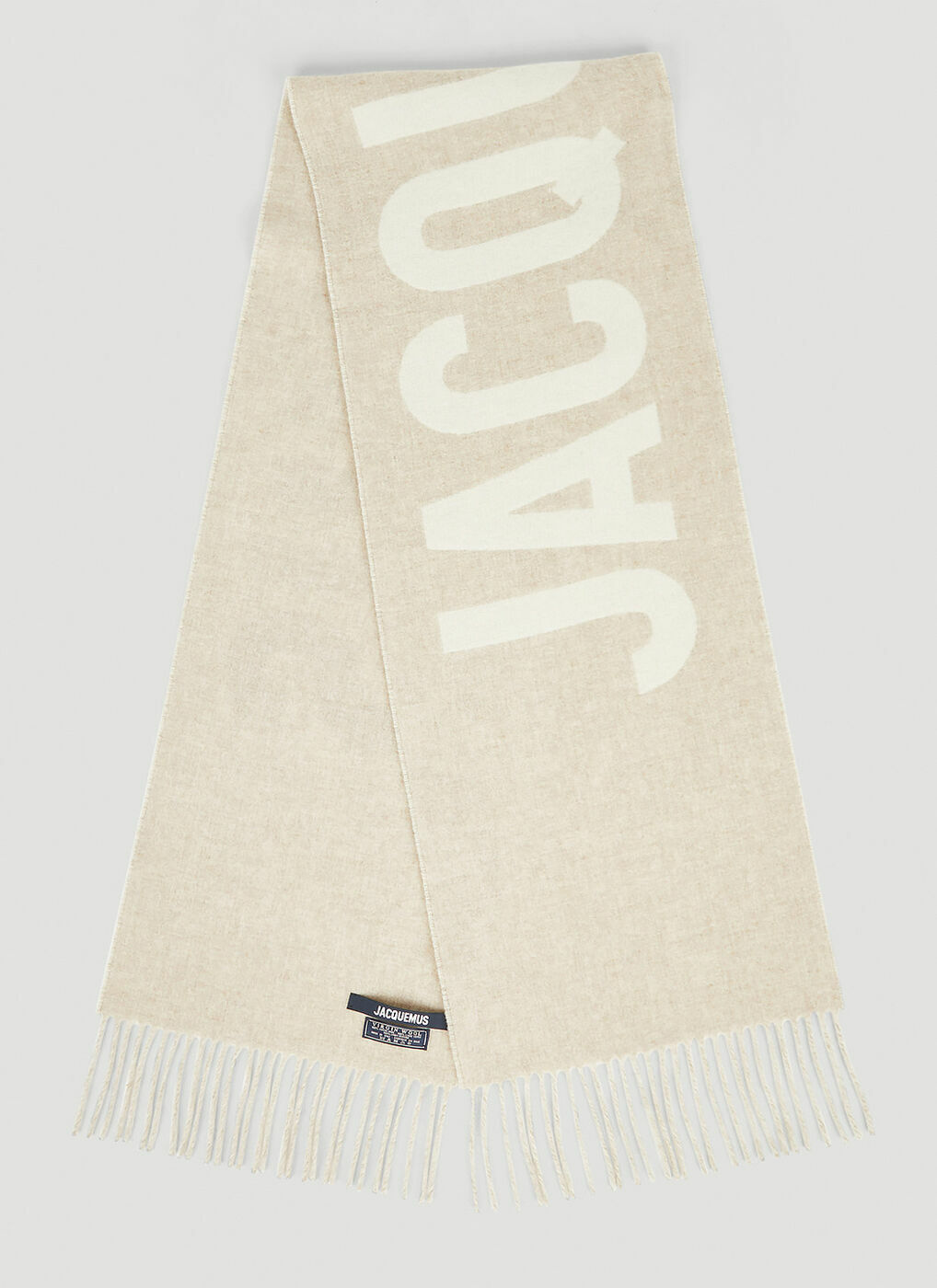 Logo Jacquard Scarf in Beige Jacquemus