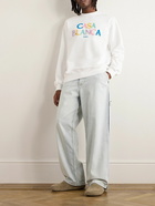 Casablanca - Logo-Flocked Organic Cotton-Terry Sweatshirt - White