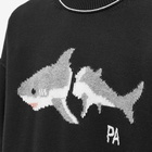 Palm Angels Men's Shark Crew Knit in Black/Light Grey