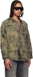R13 Khaki Drop Neck Work Shirt