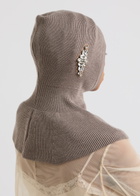Simone Rocha Crystal-emebllished Wool-blend Balaclava - Beige - One Size