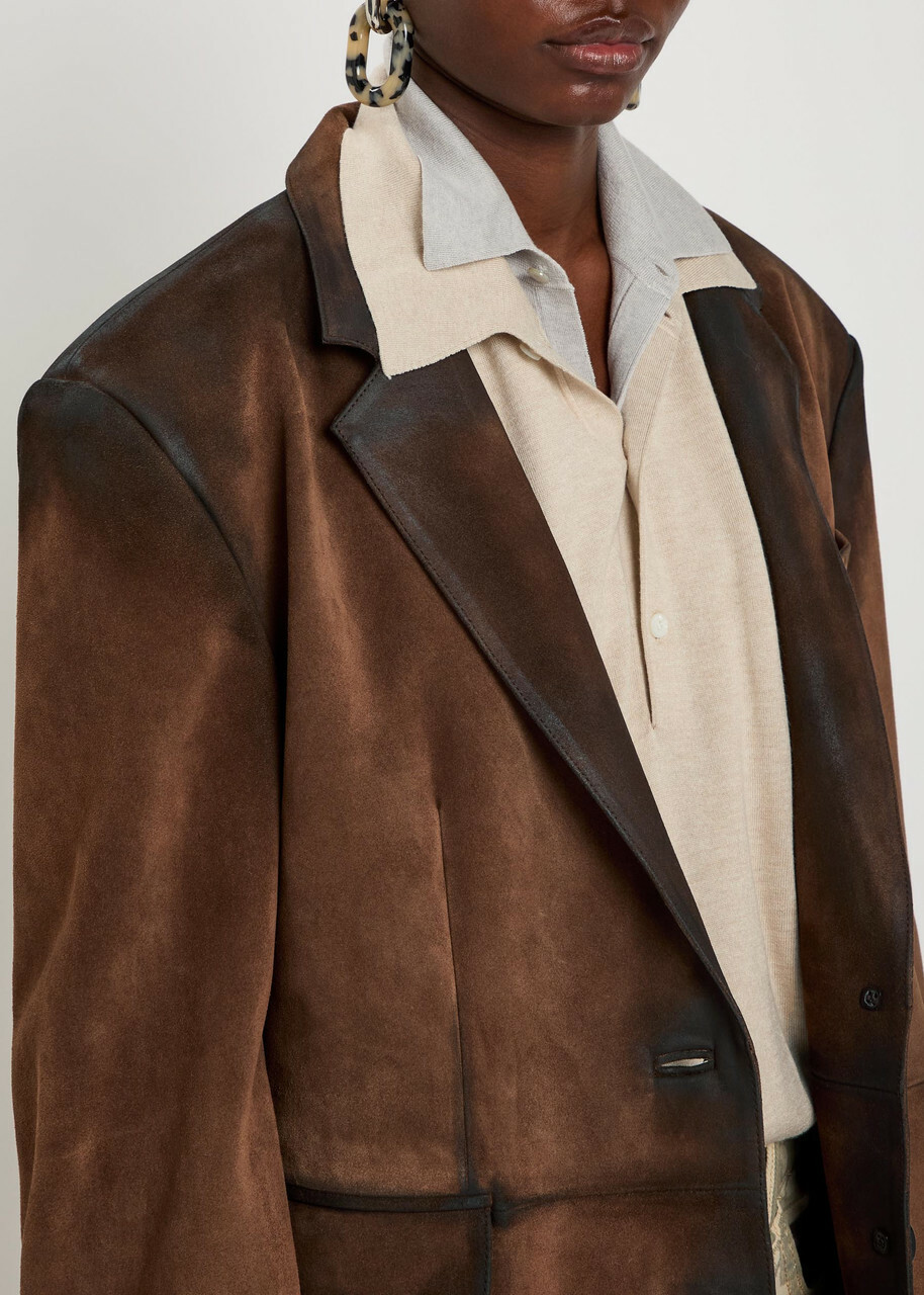 Acne Studios Distressed Suede Blazer Brown