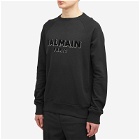 Balmain Men's Flock Logo Crew Sweat in Black/Silver