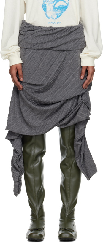 Photo: OPEN YY Gray Pleats Midi Skirt