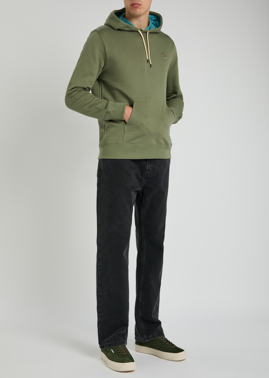 PS Paul Smith Logo-appliqué Hooded Cotton Sweatshirt Khaki