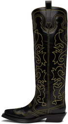 GANNI Black & Yellow Western Tall Boots