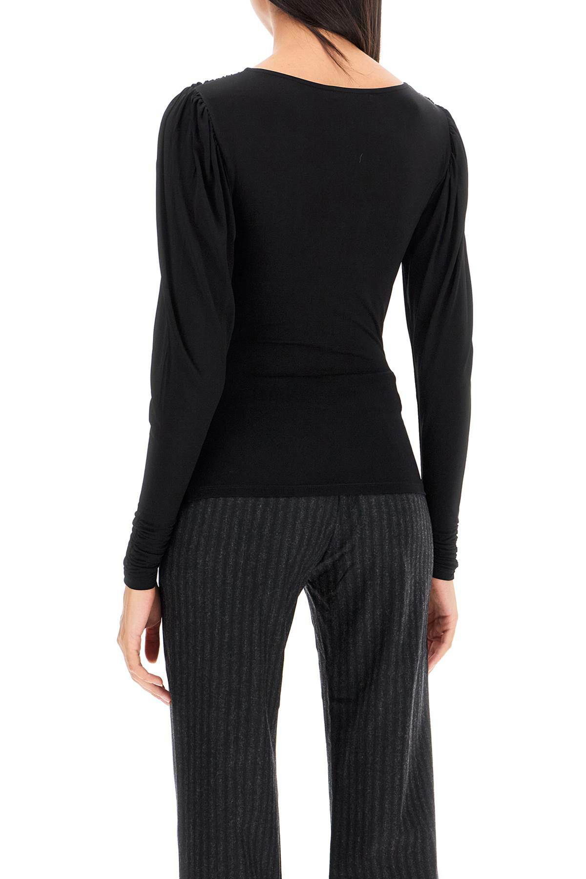 PALOMA WOOL｜ (Blessy (TD7802-999)) BLESSY-Long-sleeved top with draped neckline gathered at the