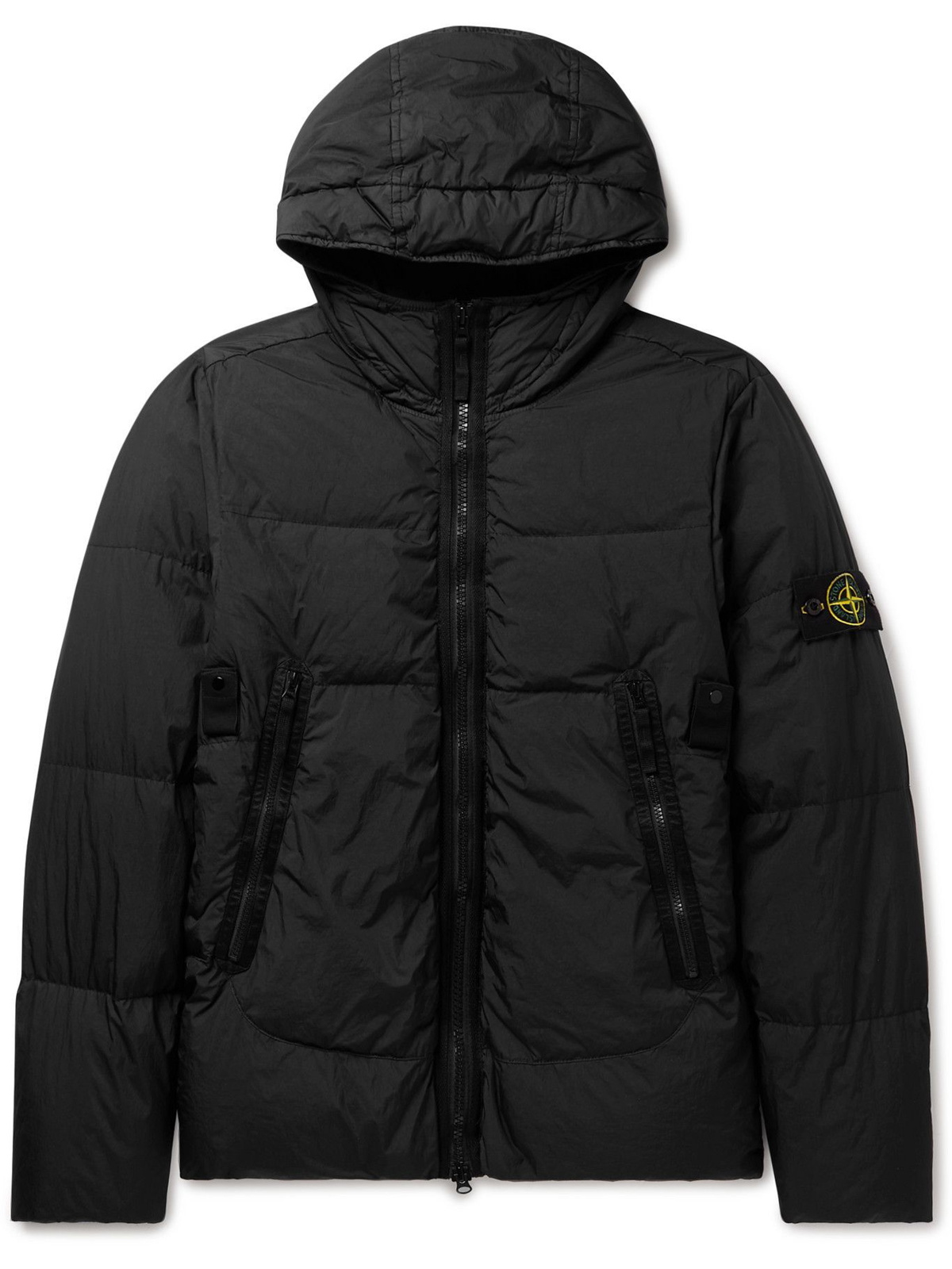 Stone Island - Logo-Appliquéd Garment-Dyed Quilted Nylon Down Hooded ...