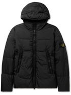 Stone Island - Logo-Appliquéd Garment-Dyed Quilted Nylon Down Hooded Jacket - Black