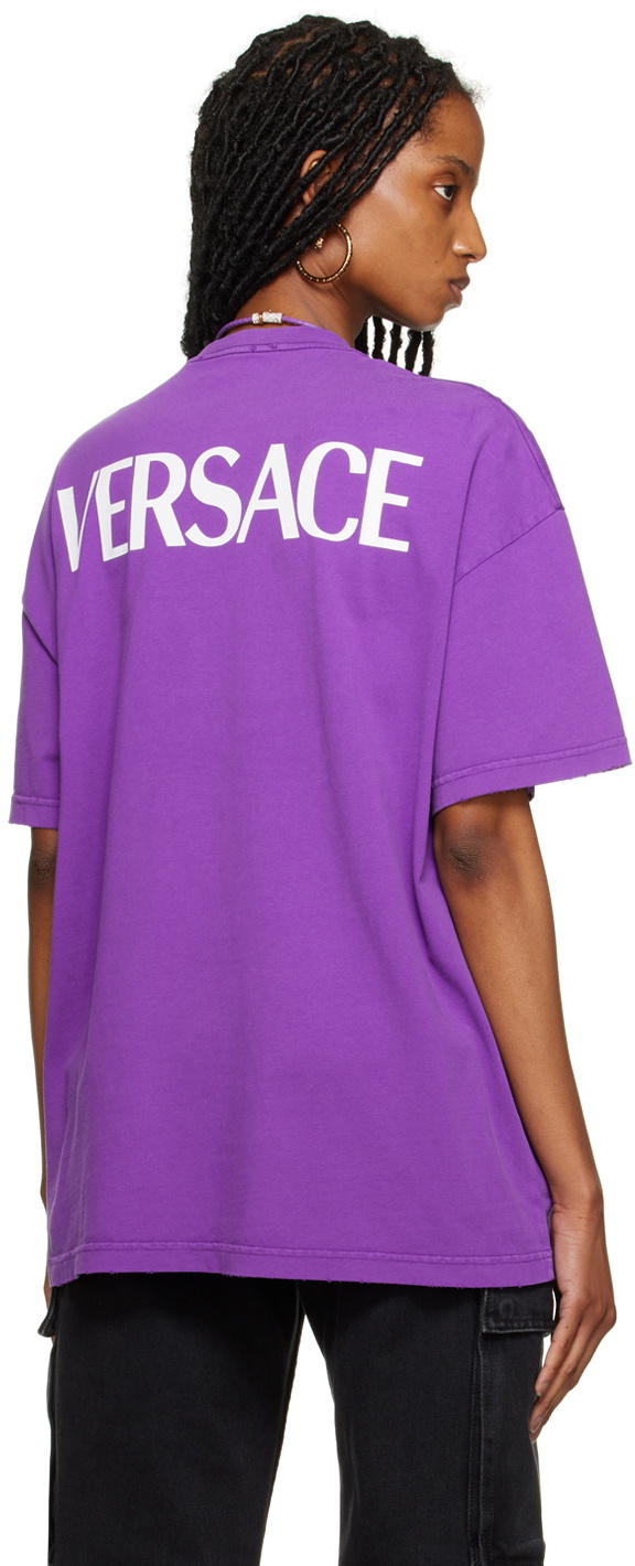 Versace Purple Distressed T-Shirt Versace