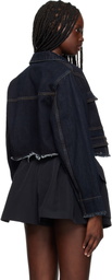We11done Navy Cropped Denim Jacket