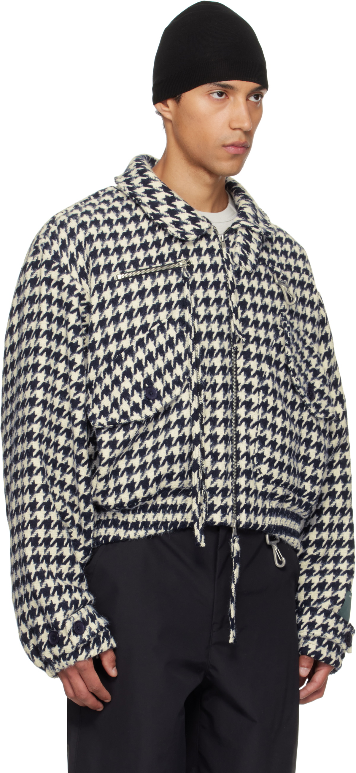 Reese Cooper Navy & White Houndstooth Storm Flap Jacket