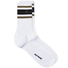 Wacko Maria Men's Type 4 Skater Sock in White/Khaki