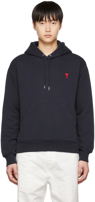 Photo: AMI Paris Navy Ami De Cœur Hoodie