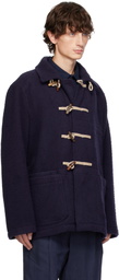 Drake's Navy Casentino Wool Short Duffle Jacket
