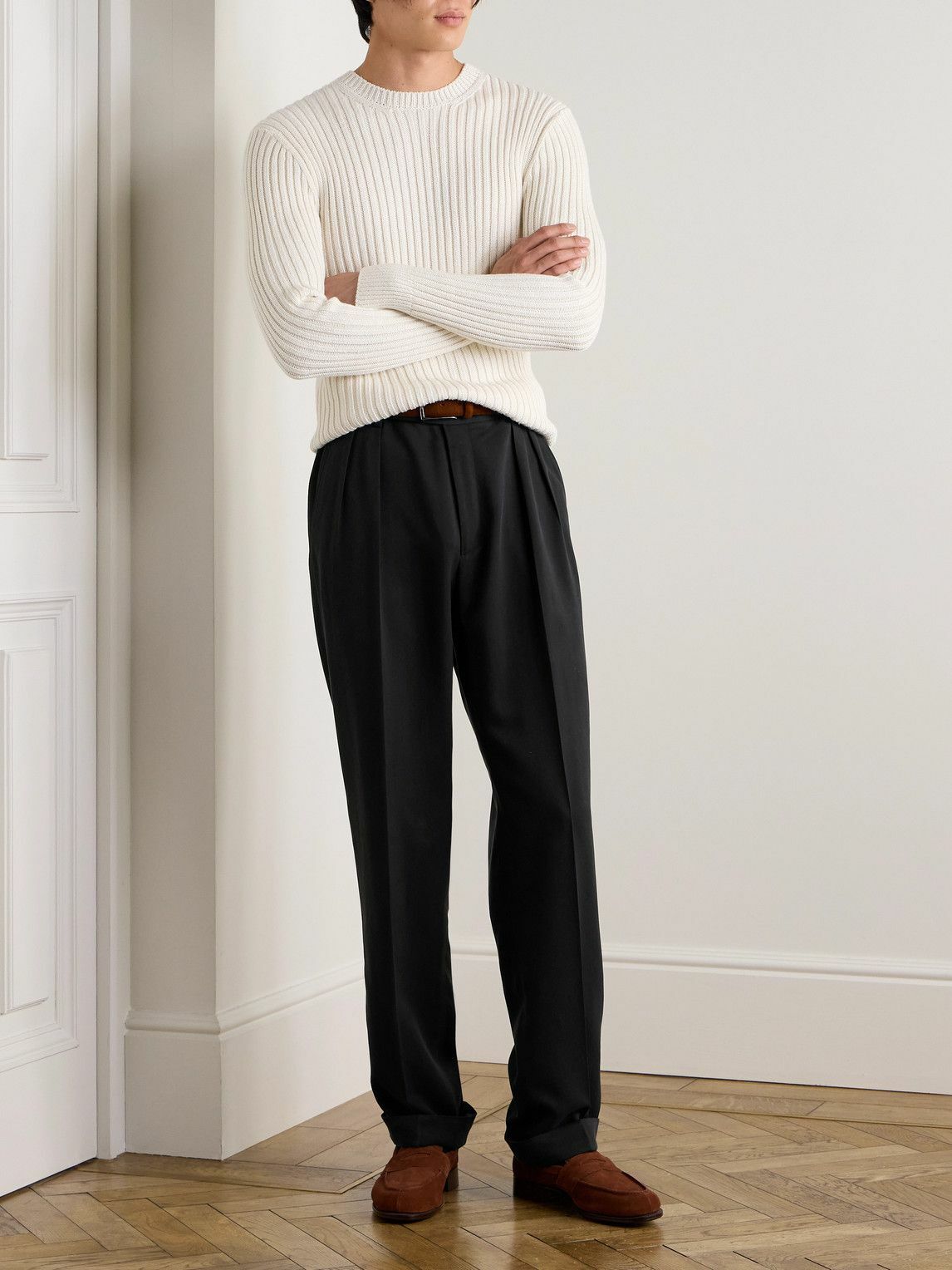 Ralph Lauren Purple label - Glenn Wide-Leg Pleated Silk Ralph Lauren Purple label - Glenn Wide-Leg Pleated Silk
