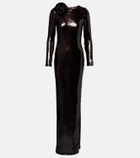 Rodarte Floral-appliqué sequined gown
