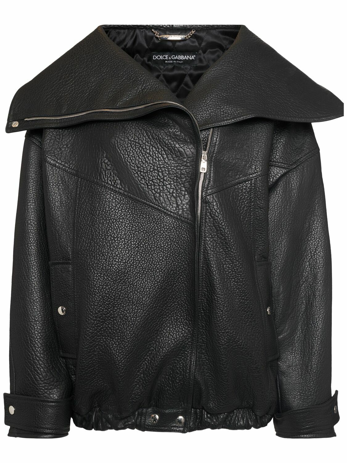 Dolce & Gabbana Multicolor Leather Biker Full Zip Coat Jacket