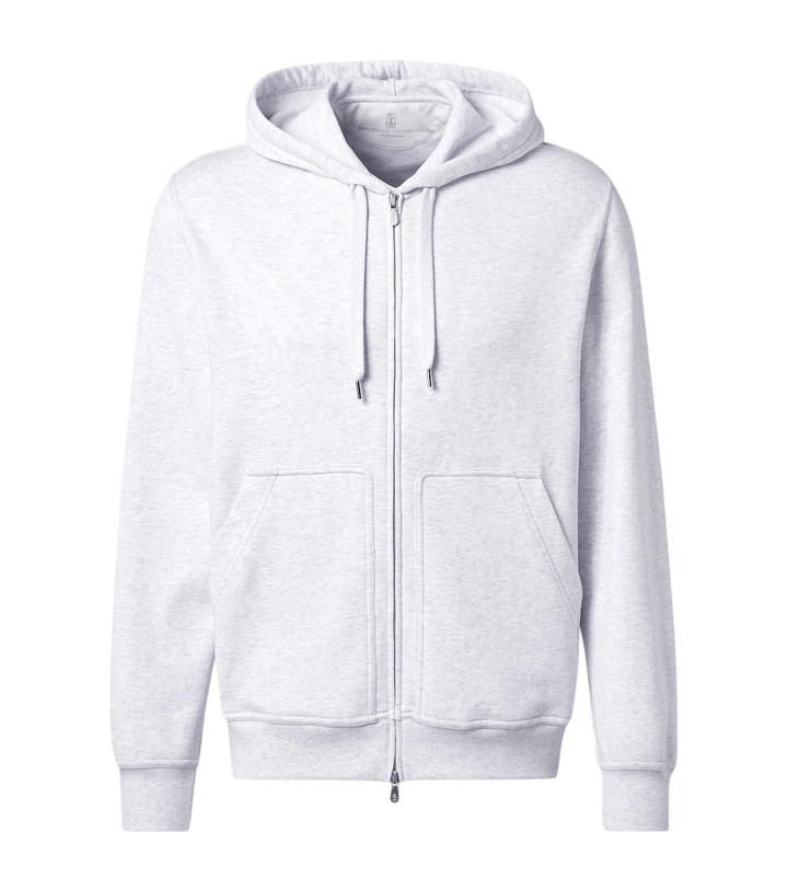 Photo: Brunello Cucinelli Cotton-blend jersey zip-up hoodie