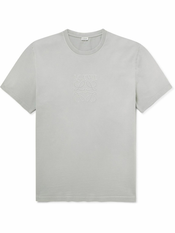 Photo: LOEWE - Logo-Embroidered Cotton-Jersey T-Shirt - Gray