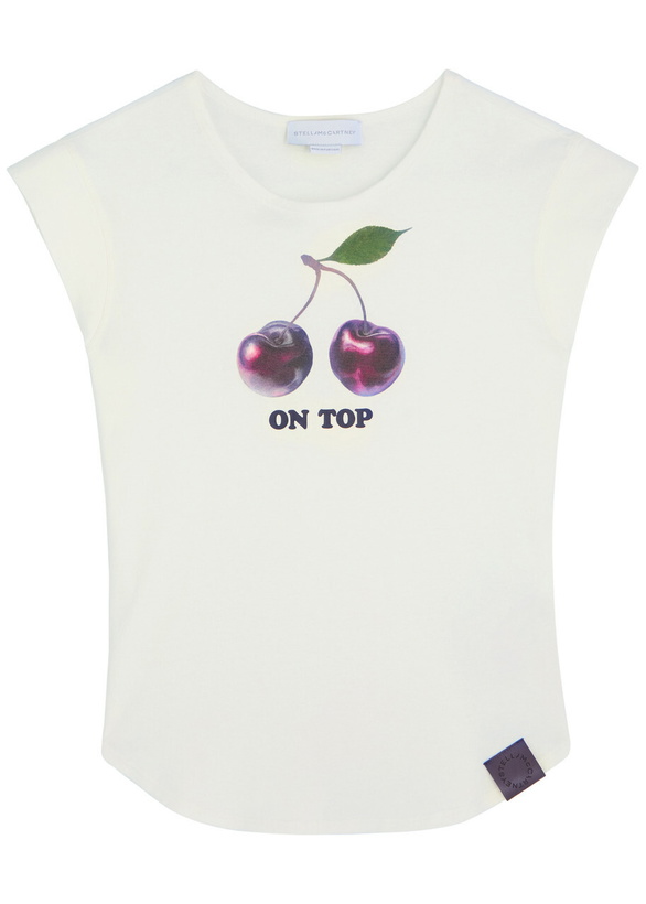 Photo: Stella Mccartney Cherry Printed Cotton T-shirt Ivory