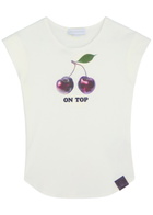 Stella Mccartney Cherry Printed Cotton T-shirt Ivory