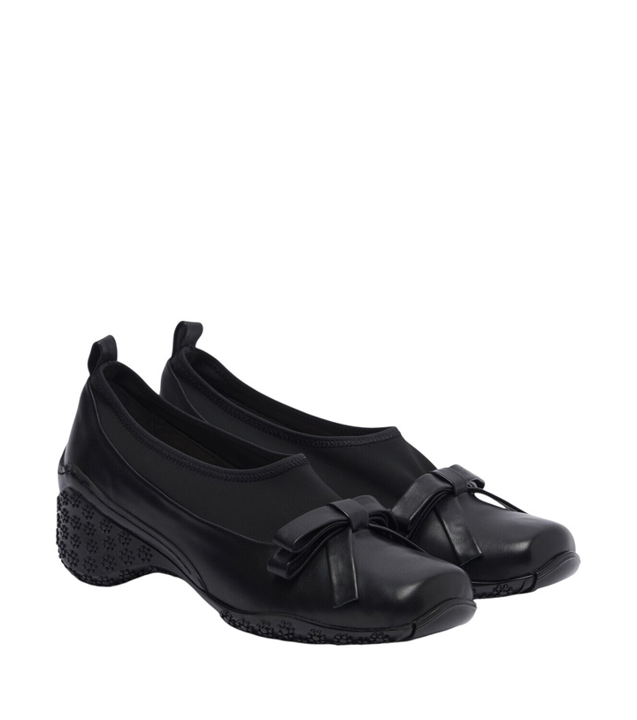 Photo: Simone Rocha Bow-detail leather-trimmed slip-on shoes