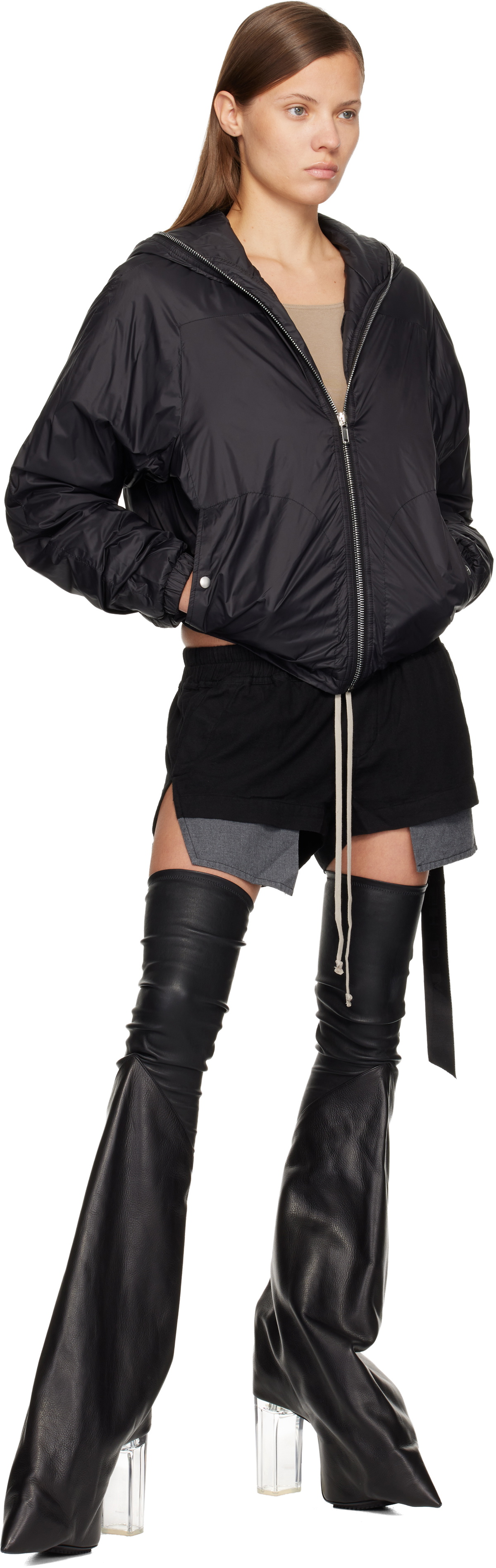 Rick Owens DRKSHDW Black Concordians Sealed Windbreaker Jacket
