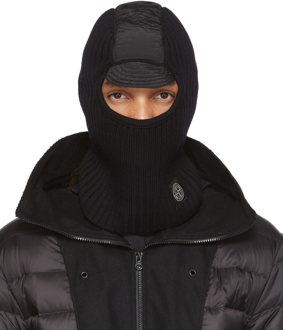 Stone Island Black Wool Balaclava Stone Island