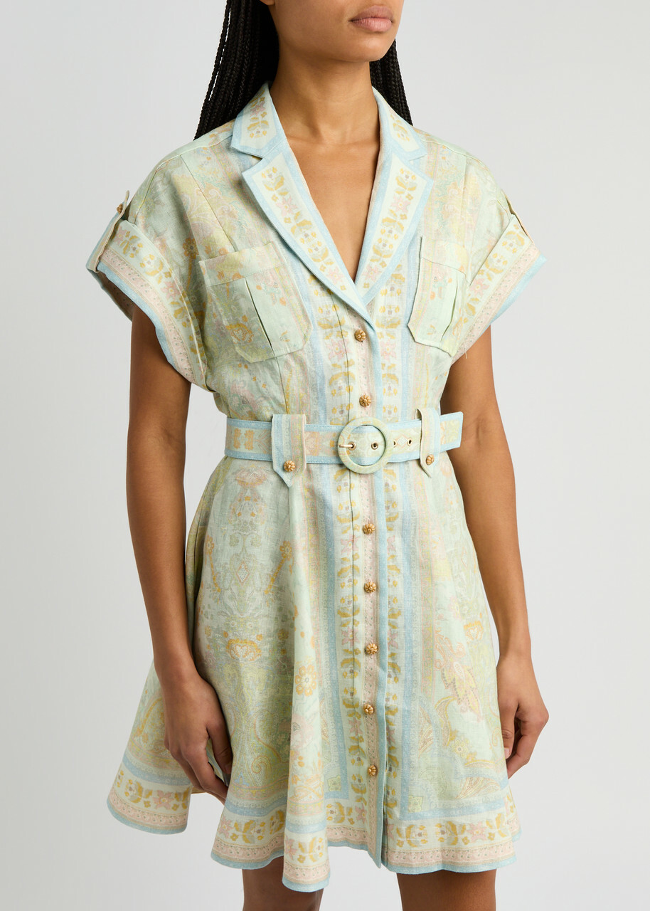 【Zimmermann】ACACIA MINI SHIRT DRESS シャツ ミニドレス Zimmermann Acacia Mini Shirt Dress Mint Multi