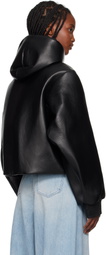 JW Anderson Black Cropped Hooded Blouson Leather Jacket