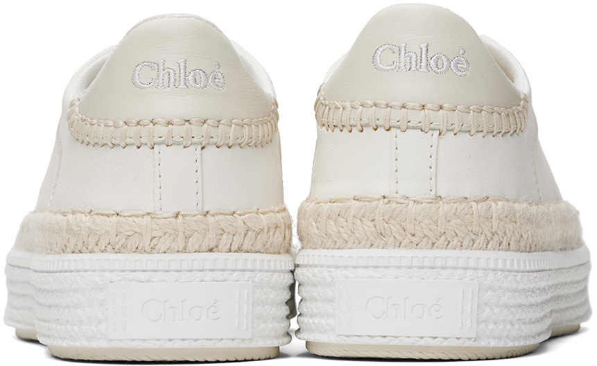 CHLOÉ TELMA LACE-UP SNEAKER IN CREAM BEIGE LAMBSKIN AND RAFFIA main image 1