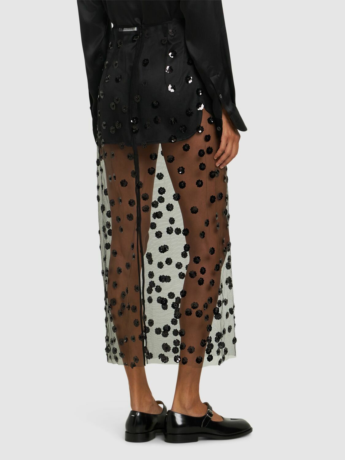 【Cecilie Bahnsen】GUS SKIRT GUS | SKIRT SEQUIN BLOSSOM TULLE BLACK