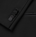 UMIT BENAN B - Double-Breasted Satin-Trimmed Wool-Blend Tuxedo Jacket - Black
