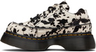 Dr. Martens Black & White Buzz 5-Eye Dalmatian Hair On Leather Derbys
